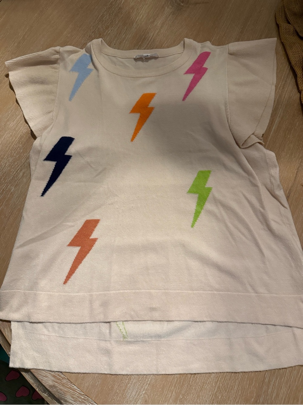 Women’s Cream Lightning Bolt Sleeve Top
